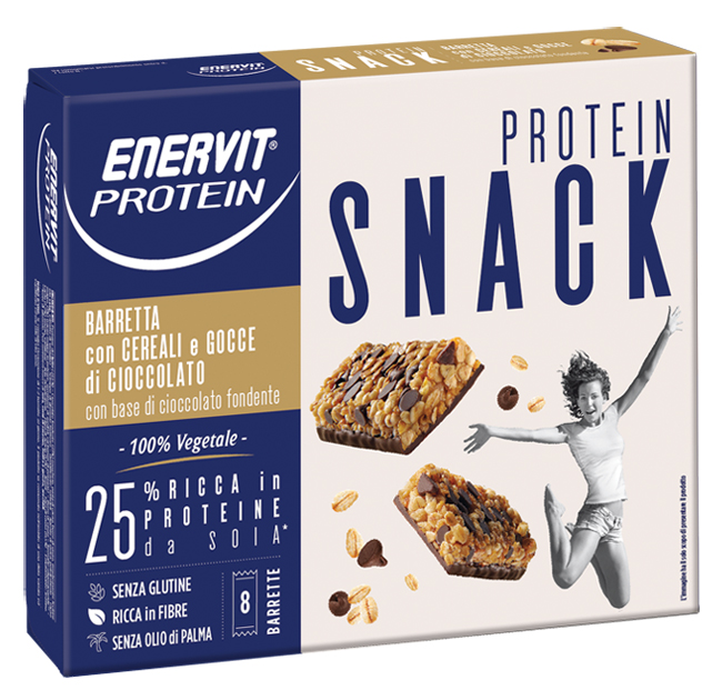 ENERVIT PROTEIN SNACK CEREALI CIOCCOLATO VEGETALE 8 BARRETTE 27 G - Farmacia Artemisia di Montecuollo Dott. Angelo snc
