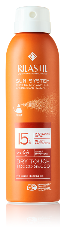RILASTIL SUN SYSTEM DRY DRY TOUCH SPF 15 PROTEZIONE MEDIA WATER RESISTANT 200 ML - Farmacia Artemisia di Montecuollo Dott. Angelo snc