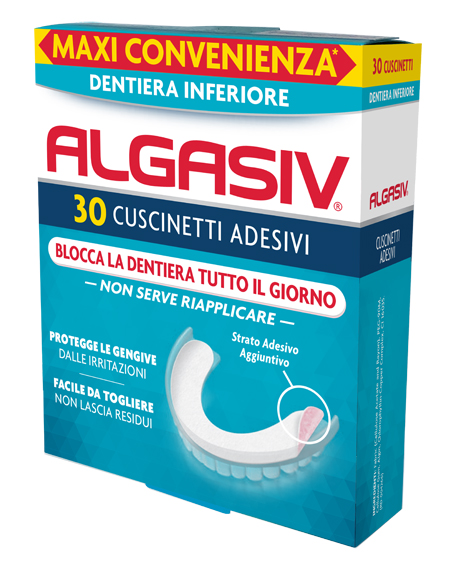 ALGASIV ADESIVO PER PROTESI DENTARIA INFERIORE 30 PEZZI - Farmacia Artemisia di Montecuollo Dott. Angelo snc