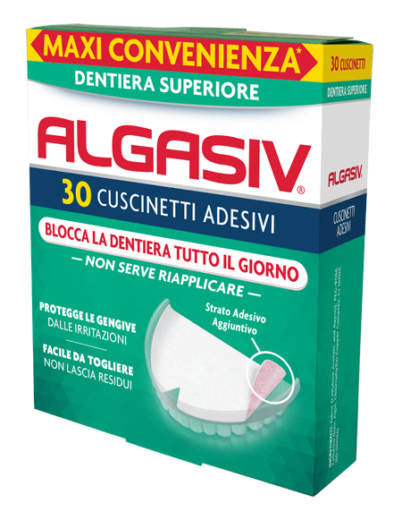 ALGASIV ADESIVO PER PROTESI DENTARIA SUPERIORE 30 PEZZI - Farmacia Artemisia di Montecuollo Dott. Angelo snc