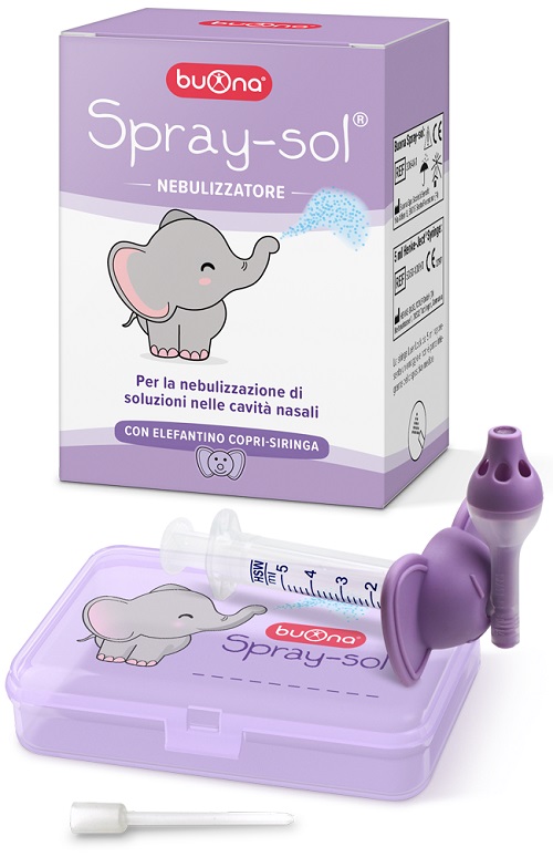 BUONA SPRAY-SOL NEBULIZZATORE SPRAY SOL + AGO CANNULA + SIRINGA LUER LOCK DA 5 ML + ELEFANTINO COPRI-SIRINGA + CONTENITORE - Farmacia Artemisia di Montecuollo Dott. Angelo snc