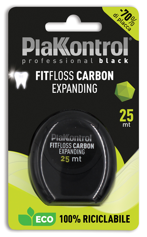 PLAKKONTROL PROFESSIONAL BLACK FITFLOSS CARBON EXPANDING FILO INTERDENTALE 25 METRI FRESH MINT - Farmacia Artemisia di Montecuollo Dott. Angelo snc