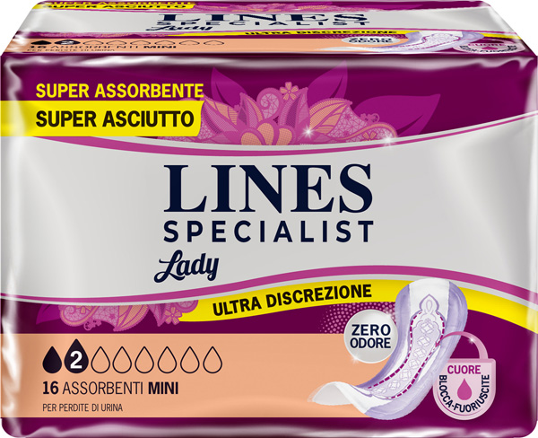 ASSORBENTI PER INCONTINENZA LINES SPECIALIST LADY MINI 16 PEZZI - Farmacia Artemisia di Montecuollo Dott. Angelo snc