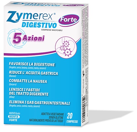 ZYMEREX DIGESTIVO FORTE 5 AZIONI 20 COMPRESSE MASTICABILI - Farmacia Artemisia di Montecuollo Dott. Angelo snc
