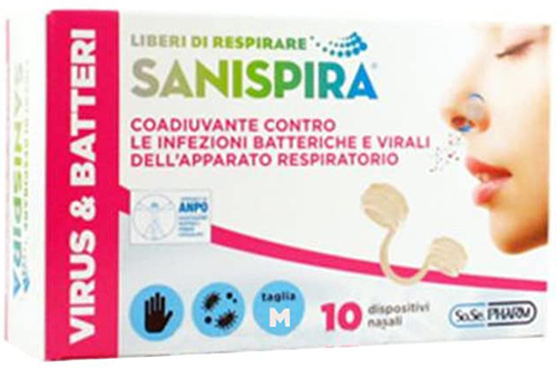 SANISPIRA VISUR & BATTERI FILTRO NASALE MEDIUM 10 PEZZI - Farmacia Artemisia di Montecuollo Dott. Angelo snc