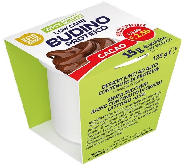 WHYNATURE BUDINO PROTEICO CACAO 125 G - Farmacia Artemisia di Montecuollo Dott. Angelo snc