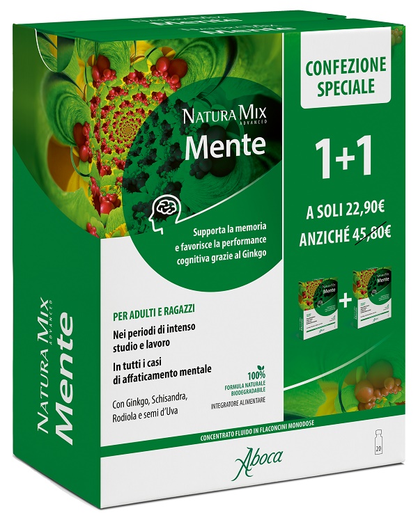 NATURA MIX ADVANCED MENTE 10 FLACONCINI + 10 FLACONCINI 300 ML CONFEZIONE SPECIALE - Farmacia Artemisia di Montecuollo Dott. Angelo snc