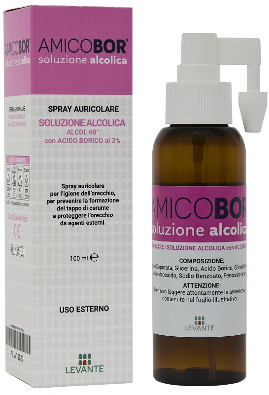 SOLUZIONE ALCOLICA PER IRRIGAZIONE DELL'ORECCHIO AMICOBOR 100 ML - Farmacia Artemisia di Montecuollo Dott. Angelo snc
