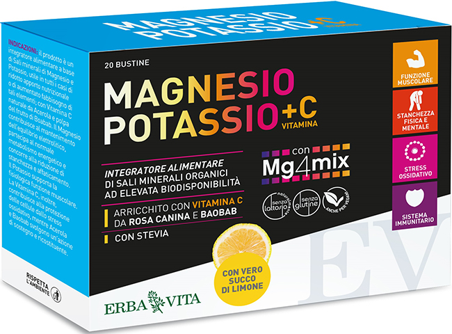 MAGNESIO POTASSIO +C VITAMINA GUSTO LIMONE 20 BUSTINE DA 3,8 G - Farmacia Artemisia di Montecuollo Dott. Angelo snc