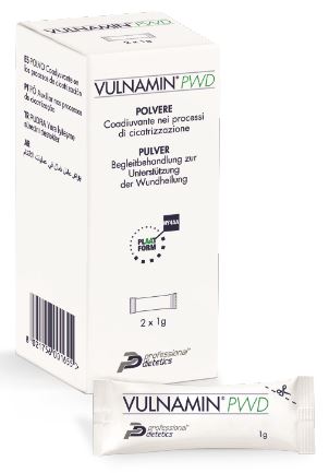VULNAMIN PWD MEDICAZIONE INTERATTIVA IN POLVERE DI SODIO JALURONATO E AMINOACIDI 2 STICK PACK - Farmacia Artemisia di Montecuollo Dott. Angelo snc
