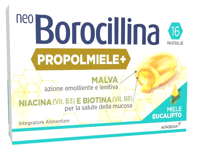 NEOBOROCILLINA PROPOLMIELE+ MIELE/EUCALIPTO 16 PASTIGLIE DA 3,4 G - Farmacia Artemisia di Montecuollo Dott. Angelo snc