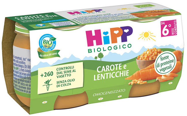 HIPP BIO OMOGENEIZZATO CAROTE/LENTICCHIE 2X80 G - Farmacia Artemisia di Montecuollo Dott. Angelo snc