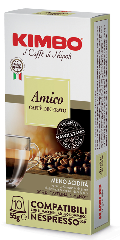 KIMBO AMICO CAFFE' TORREFATTO DECERATO E MACERATO 10 CAPSULE COMPATIBILI NESPRESSO 5,5 G - Farmacia Artemisia di Montecuollo Dott. Angelo snc