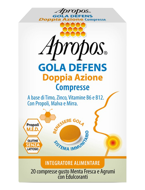APROPOS GOLA DEFENS DOPPIA AZIONE 20 COMPRESSE - Farmacia Artemisia di Montecuollo Dott. Angelo snc