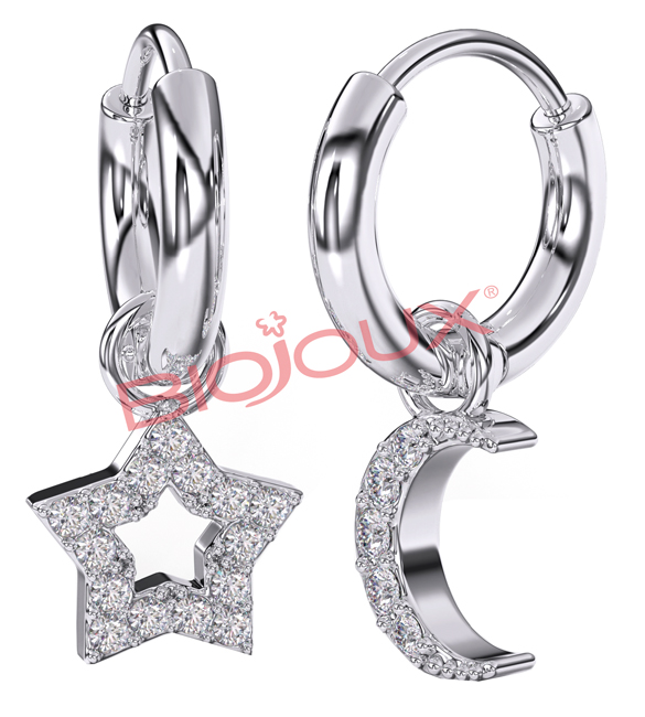 BJT228 ORECCHINO STAR&MOON HEART - Farmacia Artemisia di Montecuollo Dott. Angelo snc