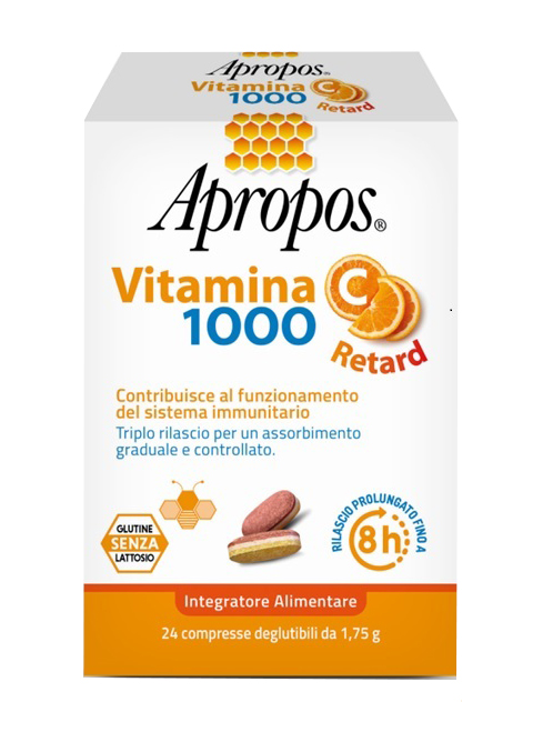 APROPOS VITAMINA C 1000 A RILASCIO PROLUNGATO 24 COMPRESSE DEGLUTIBILI - Farmacia Artemisia di Montecuollo Dott. Angelo snc