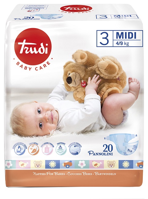 TRUDI BABY CARE PANNOLINO BAMBINI MIDI 4/9 KG 20 PEZZI - Farmacia Artemisia di Montecuollo Dott. Angelo snc