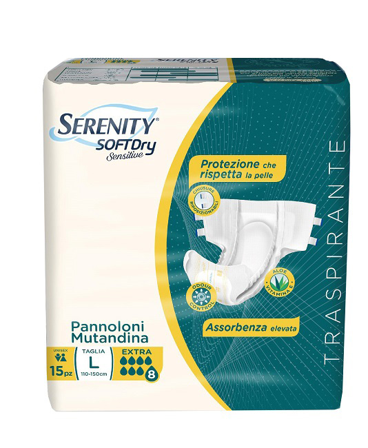 PANNOLONE MUTANDINA SERENITY SD SENSITIVE EXTRA L 15 PEZZI - Farmacia Artemisia di Montecuollo Dott. Angelo snc