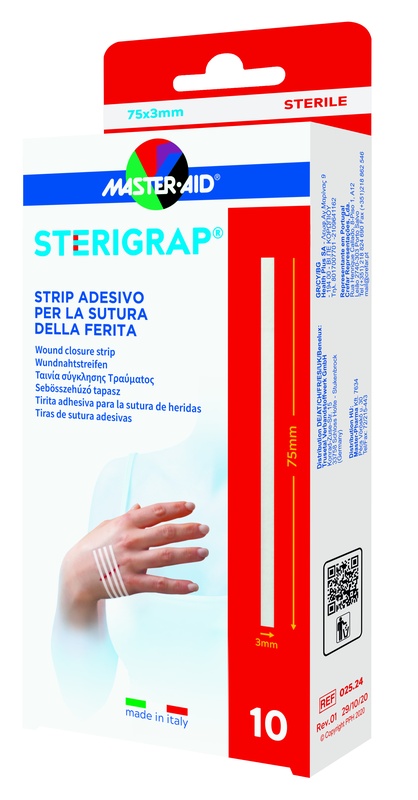 MASTER-AID STERIGRAP STRIP ADESIVO SUTURA FERITE 75X3 MM 10 PEZZI - Farmacia Artemisia di Montecuollo Dott. Angelo snc