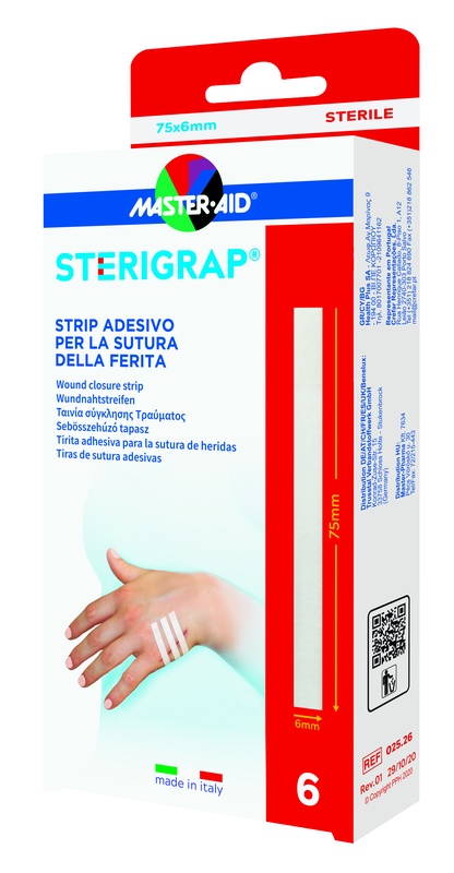MASTER-AID STERIGRAP STRIP ADESIVO SUTURA FERITE 75X6 MM 6 PEZZI - Farmacia Artemisia di Montecuollo Dott. Angelo snc