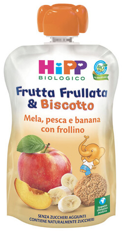 HIPP BIO FRUTTA FRULLATA &BISCOTTO MELA PESCA BANANA FROLLINO 90 G - Farmacia Artemisia di Montecuollo Dott. Angelo snc