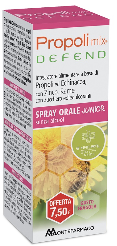 PROPOLI MIX DEFEND SPRAY ORALE JUNIOR ANALCOLICO 30 ML GUSTO FRAGOLA - Farmacia Artemisia di Montecuollo Dott. Angelo snc