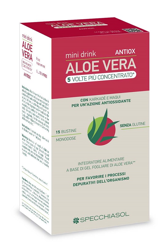 ALOE VERA ANTIOX MINI DRINK 5 VOLTE PIU' CONCENTRATO 15 BUSTINE DA 10 ML - Farmacia Artemisia di Montecuollo Dott. Angelo snc