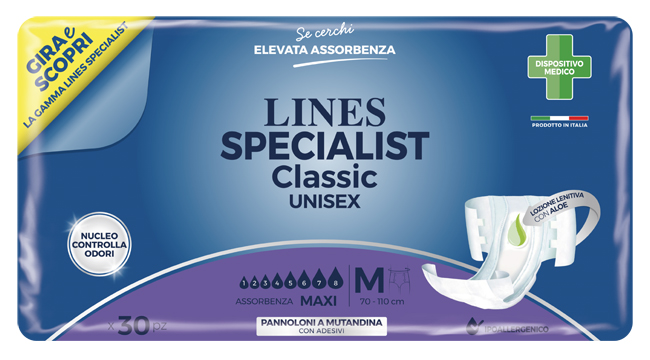 PANNOLONE A MUTANDINA LINES SPECIALIST CLASSIC MAXI MISURA MEDIA 30 PEZZI - Farmacia Artemisia di Montecuollo Dott. Angelo snc