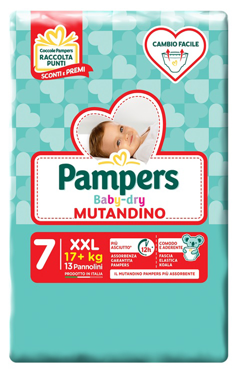 PANNOLINI MUTANDADINA PAMPERS BABYDRY XXL SMALL PACK 13 PEZZI - Farmacia Artemisia di Montecuollo Dott. Angelo snc