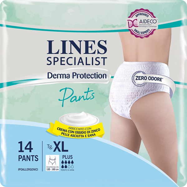 PANNOLONE PER INCONTINENZA LINES SPECIALIST DERMA PANTS PLUS XL 14 PEZZI - Farmacia Artemisia di Montecuollo Dott. Angelo snc