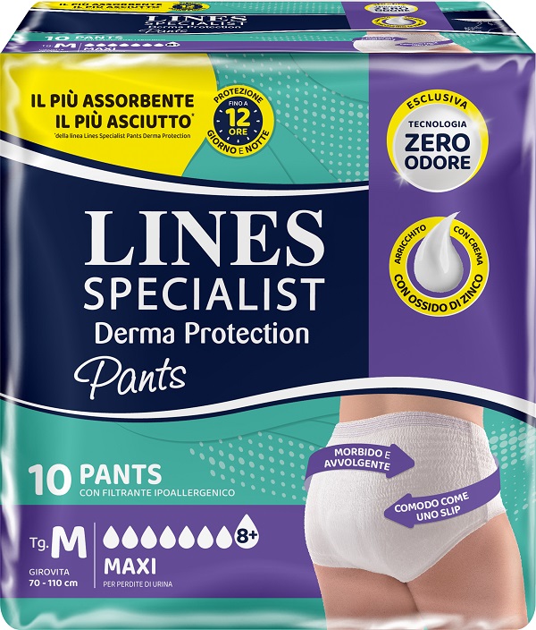 PANNOLONE PER INCONTINENZA LINES SPECIALIST DERMA PANTS MAXI M 10 PEZZI - Farmacia Artemisia di Montecuollo Dott. Angelo snc