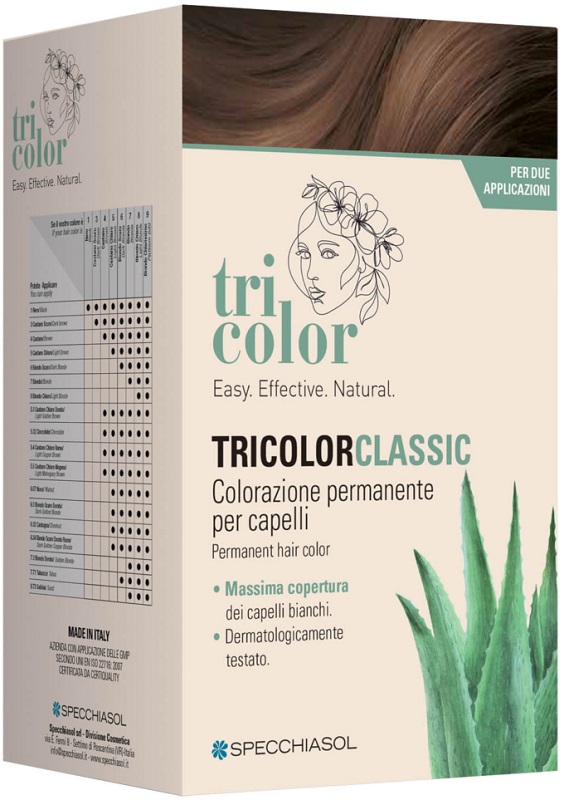 TRICOLOR CLASSIC 5 CASTANO CAFFE' 2 TUBI 50 ML + 2 SHAKER 50 ML + 4 BUSTINE 8 ML - Farmacia Artemisia di Montecuollo Dott. Angelo snc
