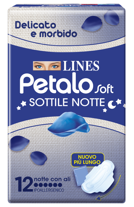 LINES PETALO SOFT SOTTILE NOTTE CON ALI IPOALLERGENICO 12 PEZZI - Farmacia Artemisia di Montecuollo Dott. Angelo snc