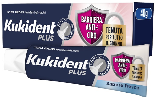 KUKIDENT PLUS BARRIERA ANTI-CIBO FRESCO CREMA ADESIVA DENTIERE 40 G - Farmacia Artemisia di Montecuollo Dott. Angelo snc