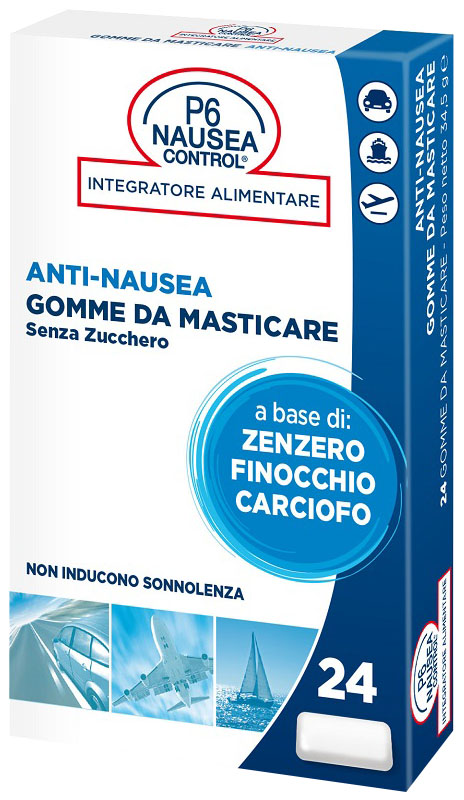 P6 NAUSEA CONTROL 24 GOMME DA MASTICARE SENZA ZUCCHERO - Farmacia Artemisia di Montecuollo Dott. Angelo snc