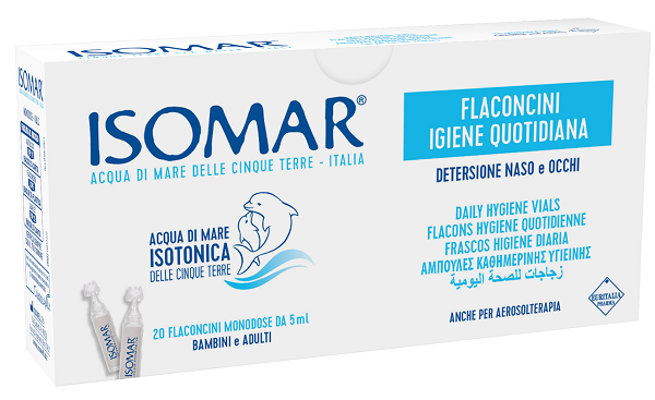 ISOMAR SOLUZIONE ISOTONICA ACQUA MARE IGIENE QUOTIDIANA 20 FLACONCINI MONODOSE 5 ML - Farmacia Artemisia di Montecuollo Dott. Angelo snc