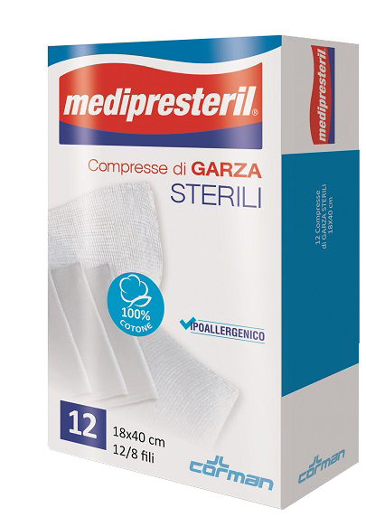 GARZA COMPRESSA MEDIPRESTERIL 12/8 FU 18X40CM 12 PEZZI - Farmacia Artemisia di Montecuollo Dott. Angelo snc