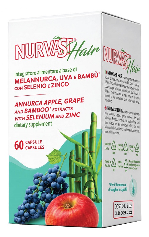 NURVAST HAIR 60 CAPSULE GASTRORESISTENTI DA 720 MG SENZA GLUTINE NATURALMENTE PRIVO DI LATTOSIO - Farmacia Artemisia di Montecuollo Dott. Angelo snc