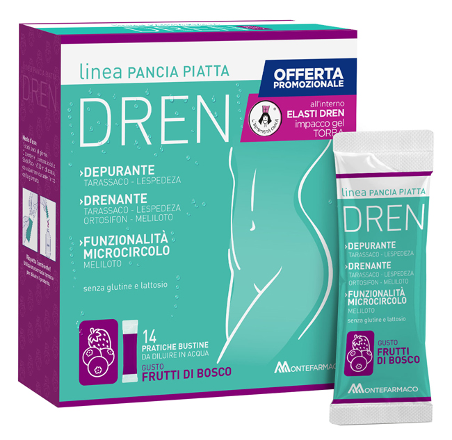 PANCIA PIATTA DREN FRUTTI DI BOSCO 14 BUSTINE STICK PACK + TORBA DRENANTE - Farmacia Artemisia di Montecuollo Dott. Angelo snc