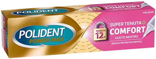 CREMA ADESIVA PROTESI DENTALI POLIDENT POWER MAX SUPER TENUTA+COMFORT 70 G - Farmacia Artemisia di Montecuollo Dott. Angelo snc