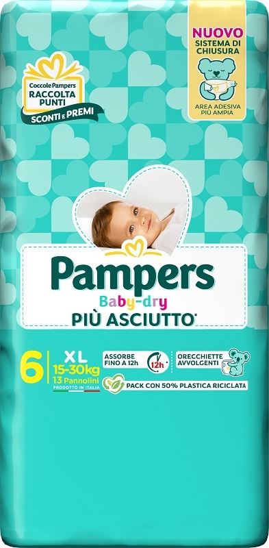 PAMPERS BABY DRY PANNOLINO DOWNCOUNT XL 13 PEZZI - Farmacia Artemisia di Montecuollo Dott. Angelo snc