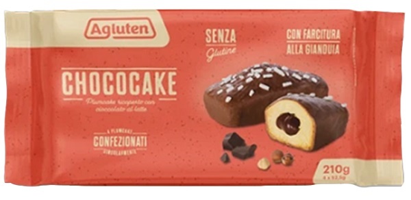 AGLUTEN CHOCOCAKE 4 PLUMCAKE RICOPERTI CON CIOCCOLATO AL LATTE CON FARCITURA ALLA GIANDUIA DA 52,5G - Farmacia Artemisia di Montecuollo Dott. Angelo snc