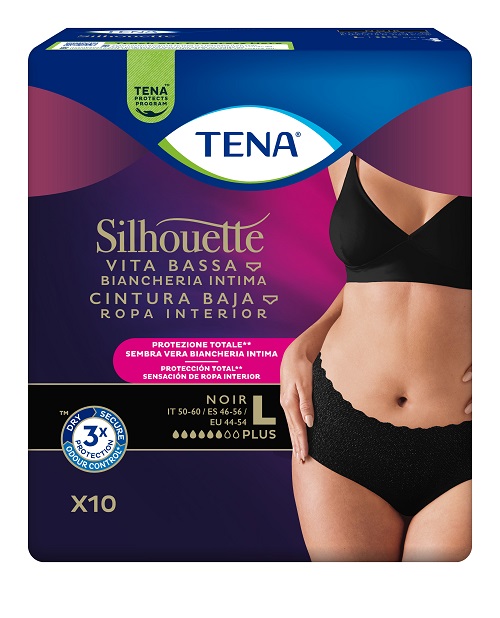 PANNOLONE A MUTANDINA ASSORBENTE TENA SILHOUETTE NOIR L VITA BASSA 10 PEZZI - Farmacia Artemisia di Montecuollo Dott. Angelo snc