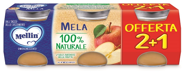 MELLIN OMOGENEIZZATO MELA 3PZ DA 100 G - Farmacia Artemisia di Montecuollo Dott. Angelo snc