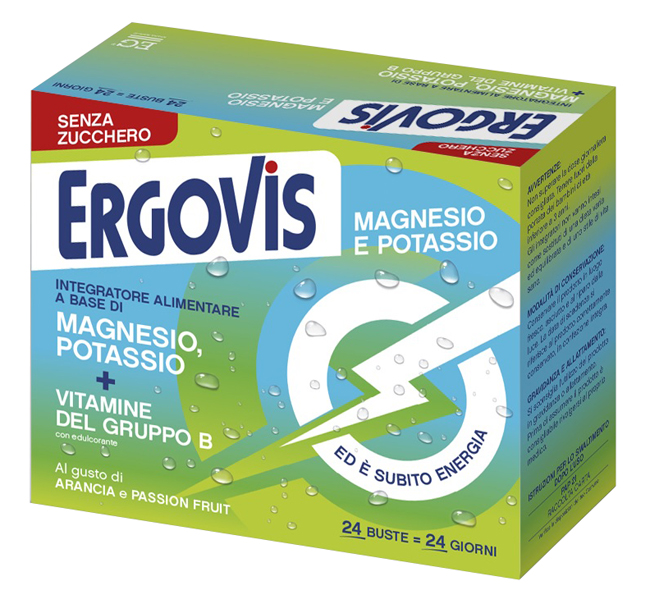 ERGOVIS MG+K VITAMINE B SENZA ZUCCHERO 24 BUSTINE - Farmacia Artemisia di Montecuollo Dott. Angelo snc