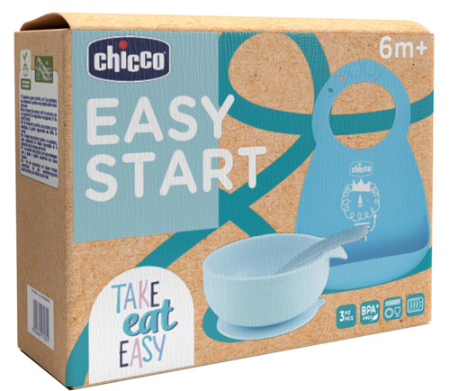 CHICCO SET PAPPA SILICONE 6M+ AZZURRO - Farmacia Artemisia di Montecuollo Dott. Angelo snc