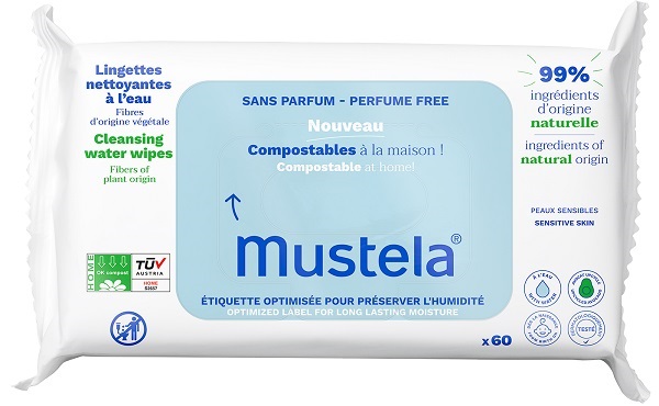 MUSTELA SALVIETTE ACQUA COMPOSTABILI SENZA PROFUMO 60 PEZZI - Farmacia Artemisia di Montecuollo Dott. Angelo snc