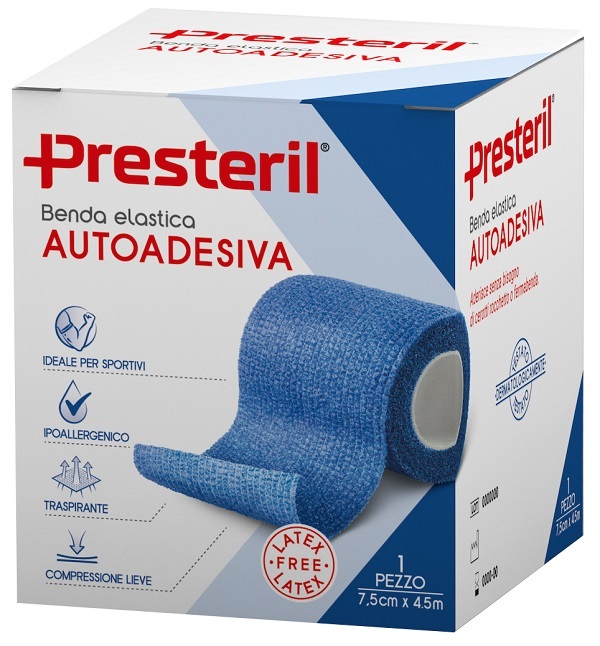 BENDA ELASTICA AUTOADESIVA LATEX FREE PRESTERIL CM 7,5X4,5 M TESI BLU - Farmacia Artemisia di Montecuollo Dott. Angelo snc