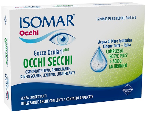 ISOMAR OCCHI SECCHI PLUS GOCCE OCULARI ACIDO IALURONICO 0,25% 15 FLACONCINI - Farmacia Artemisia di Montecuollo Dott. Angelo snc