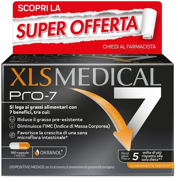 XLS MEDICAL PRO-7 180 CAPSULE TAGLIO PREZZO - Farmacia Artemisia di Montecuollo Dott. Angelo snc